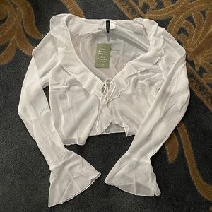 Sheer white bell sleeve top